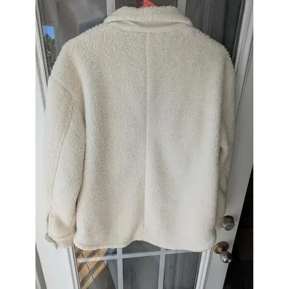 Aeropostale Sherpa Fleece Cream Women's Oversized XS Full Button Cream Jacket - Picture 3 of 7